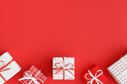 Red and white christmas gifts, JPEG