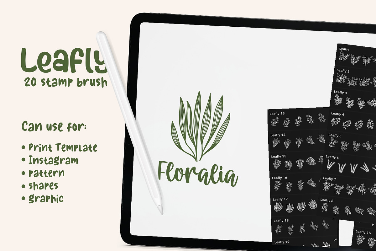 Leafly - Procreate Stamp Brush, a Brush Add-On by Good Java Studio (Photo 3 of 7)