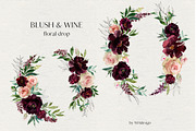Blush & Wine Watercolor Flowers PNG, a Decorative Illustration by whiteheartdesign (Thumbnail 6 of 10)