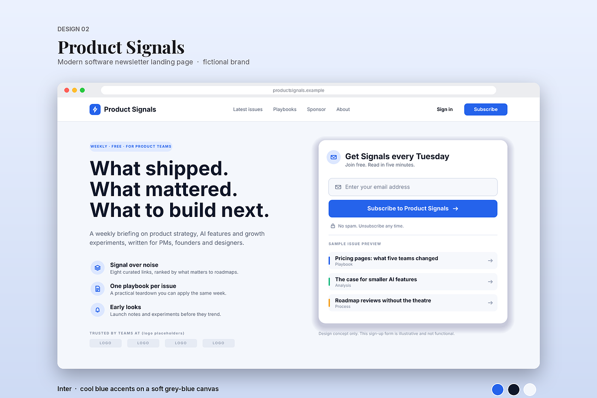 Newsletter Landing Page Collection, a Presentation Template by novexora (Photo 2 of 5)