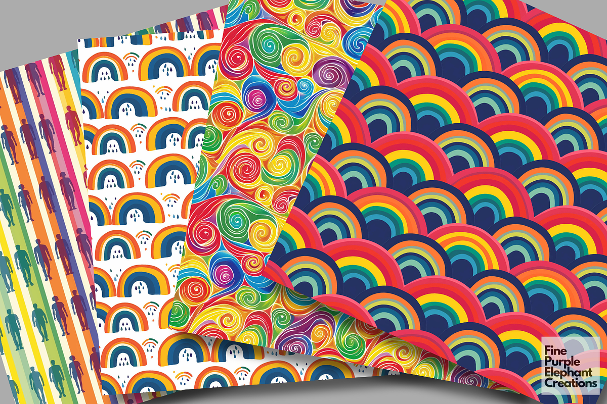 Rainbow Pride LGBTQ Gay Lesbian Love, a Pattern Graphic by Fine Purple Elephant (Photo 2 of 5)