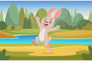 Bunny background. Outdoor, an Animal Illustration by Onyx