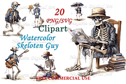 Watercolor Skeloten Guy Clipart, an Object Graphic by Negarin Digital Art (Thumbnail 1 of 11)