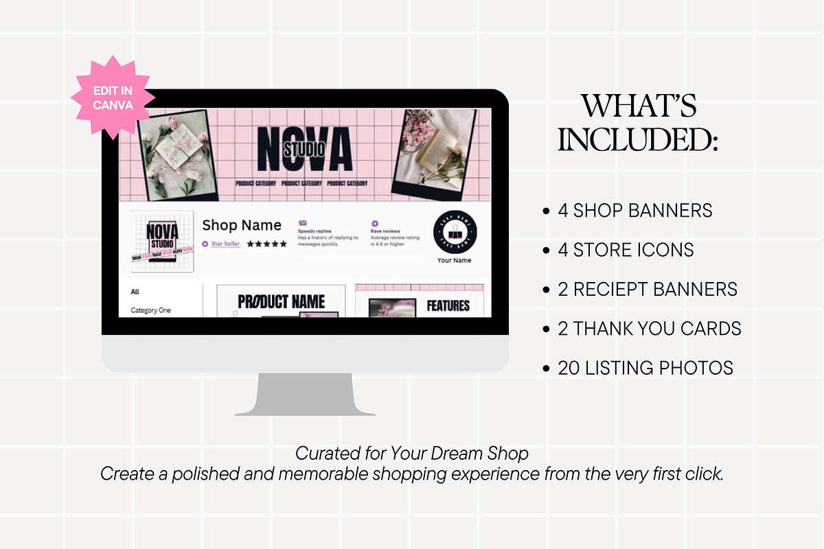 Modern Pink Etsy Shop Kit Template, a Branding & Logo Template by Anna Design Studio (Photo 2 of 8)