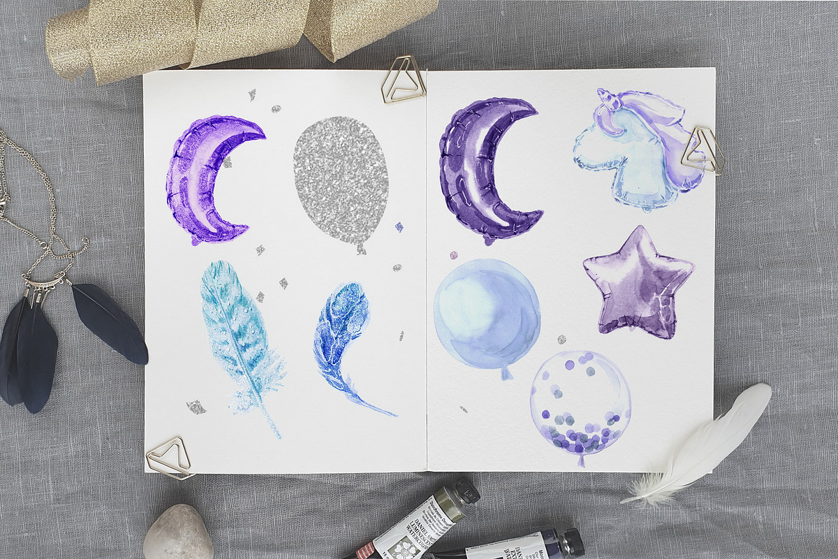 Party Balloons Watercolor Collection, an Animal Illustration by Cat In Colour (Photo 2 of 7)