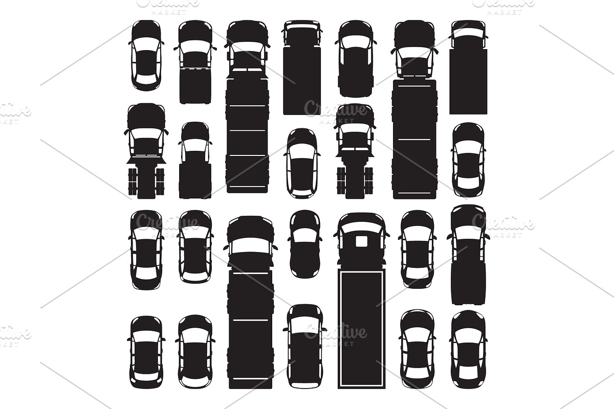 Black silhouette of cars top view, a Transportation Illustration by Yayasya