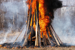 Flam fire wooden boards car tires, an Architecture Photo by Alexander-Piragis