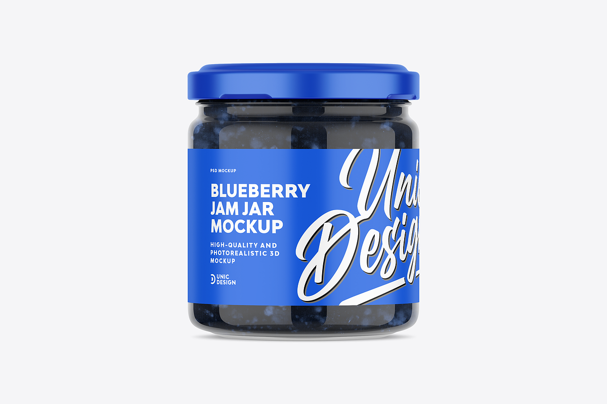 Blueberry Jam Jar Mockup, a Product Mockup by UnicDesign (Photo 1 of 3)