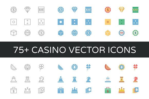 75 Casino Vector Icons