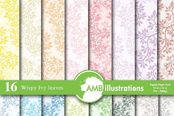 Ivy pattern Digital Papers, AMB-592 preview 2