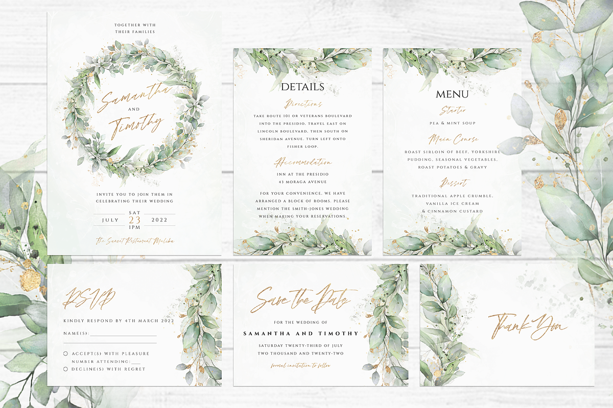 Eucalyptus Wedding Invite Suite, an Invitation Template by R Whitehurst Design (Photo 2 of 6)