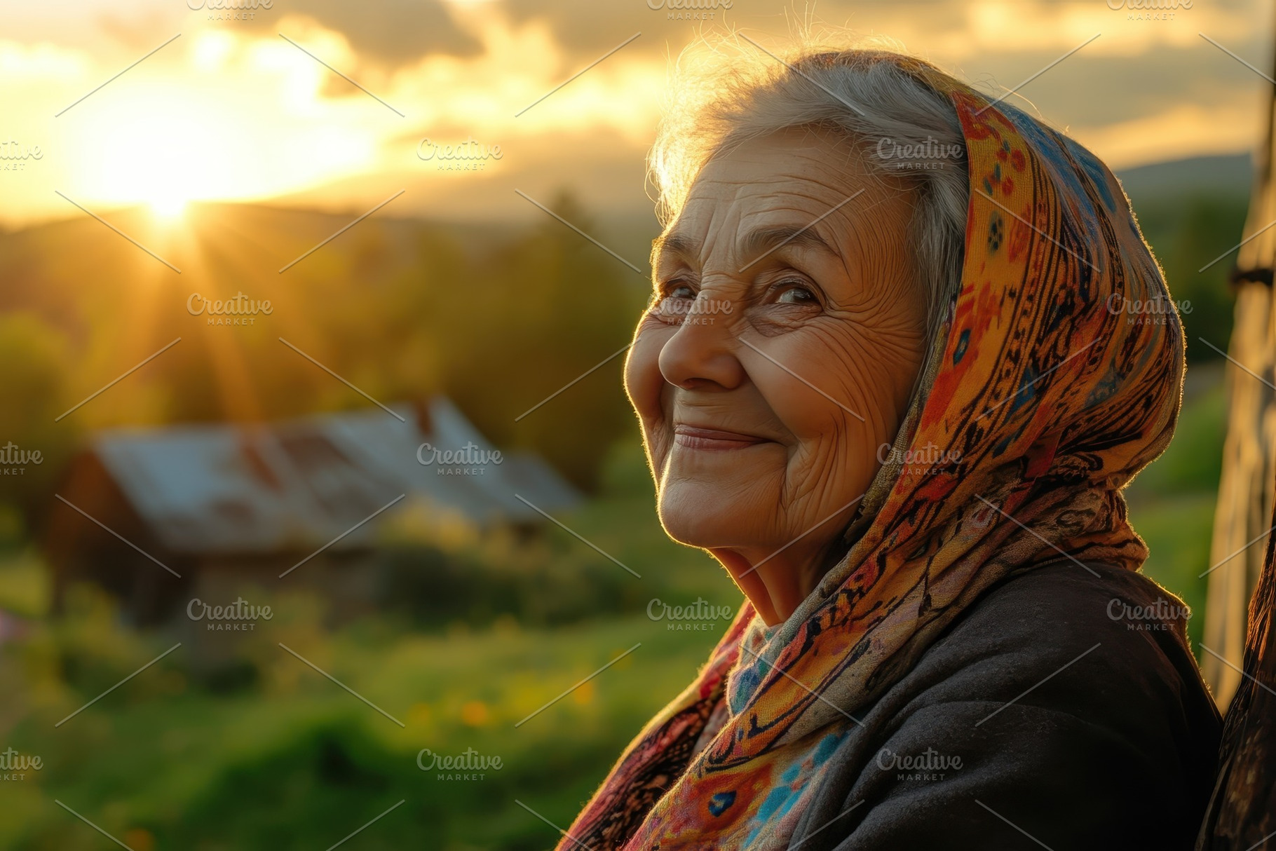 Smiling elderly woman enjoying a sun, a Photo by Iftikhar Alam