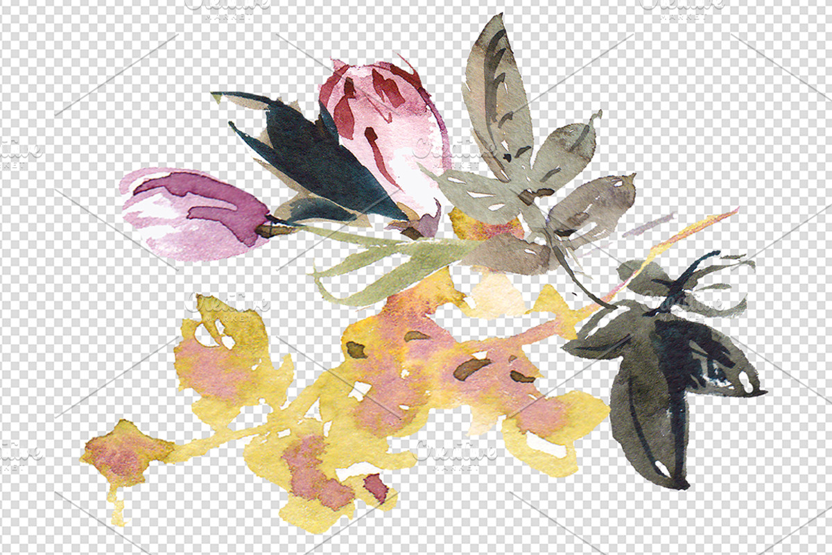 Floral Watercolor Graphic Set, an Illustration by Tamaretto (Photo 5 of 7)