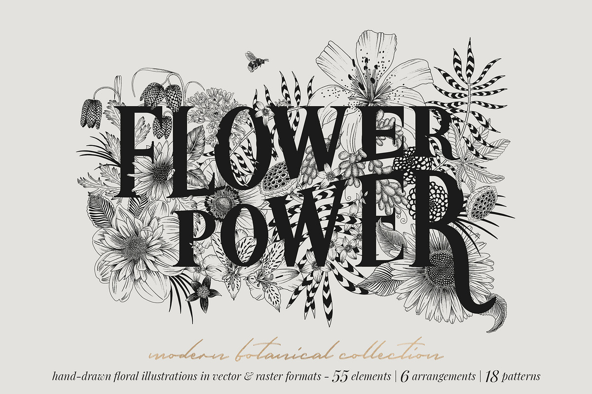 Vintage garden flower meadow lineart, an Illustration by Sophia J Caldwell (Photo 17 of 17)
