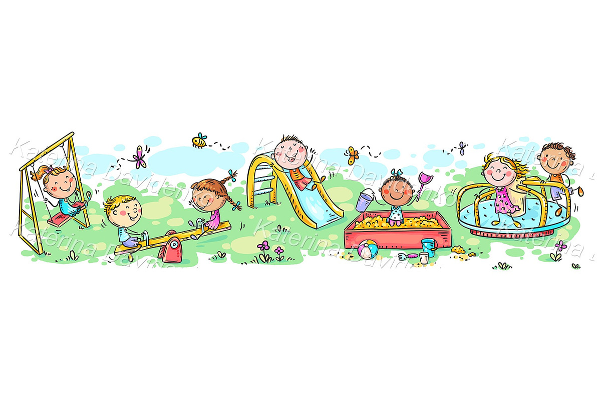 Cartoon kids on playground clipart, a Person Illustration by Bubert Art (Photo 1 of 7)