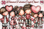Whimsical Valentine Couple Clipart B, an Illustration by SVGArt (Thumbnail 1 of 8)