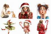 Christmas Funny Skinny Girl Clipart, an Illustration by Craft Nest (Thumbnail 2 of 6)
