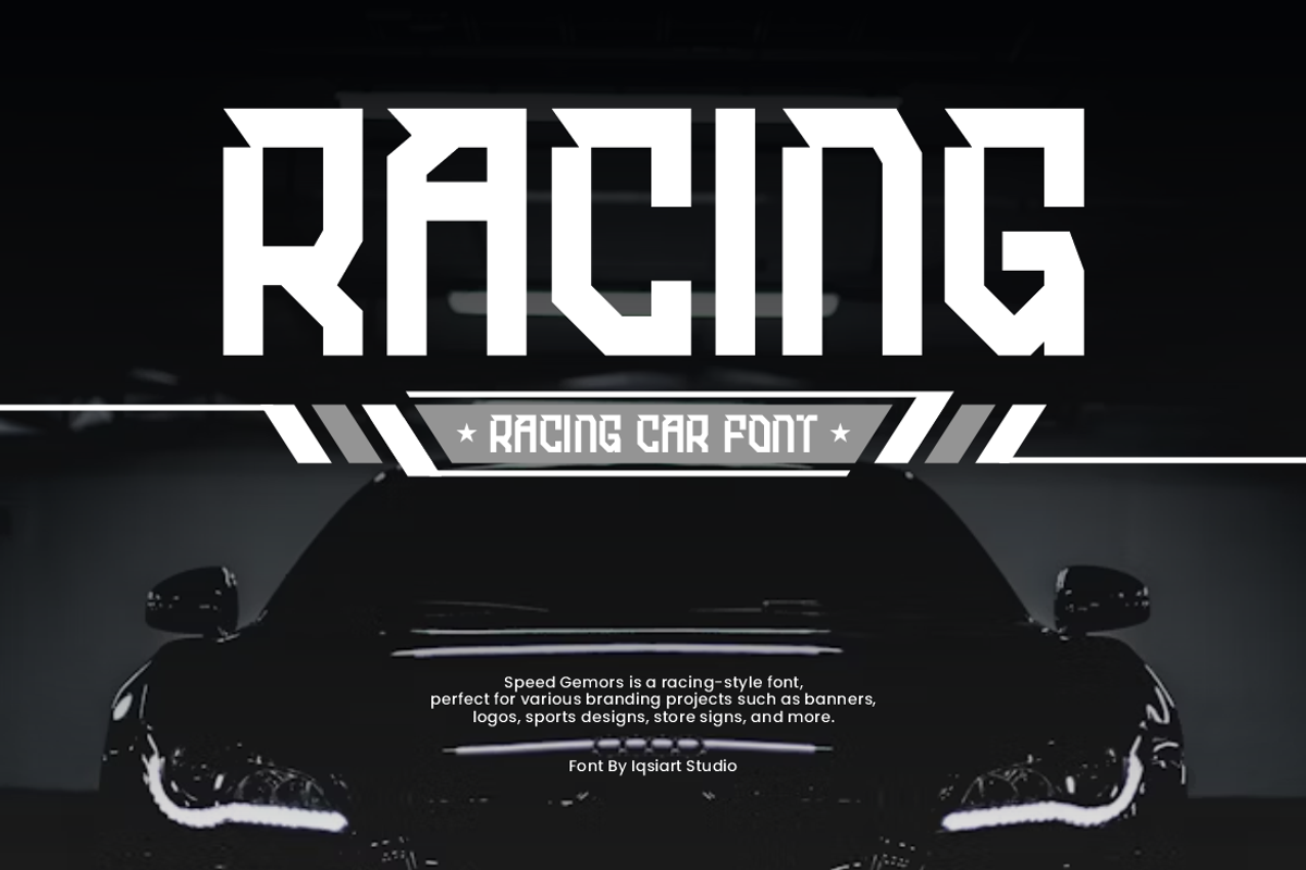 Speed Gemors - Racing Car Font, a Sans Serif Font by Iqsiart Studio (Photo 2 of 7)