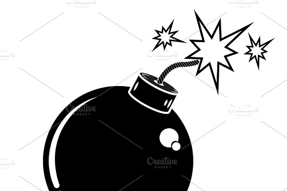 Black Bomb Icon. Vector Illustration