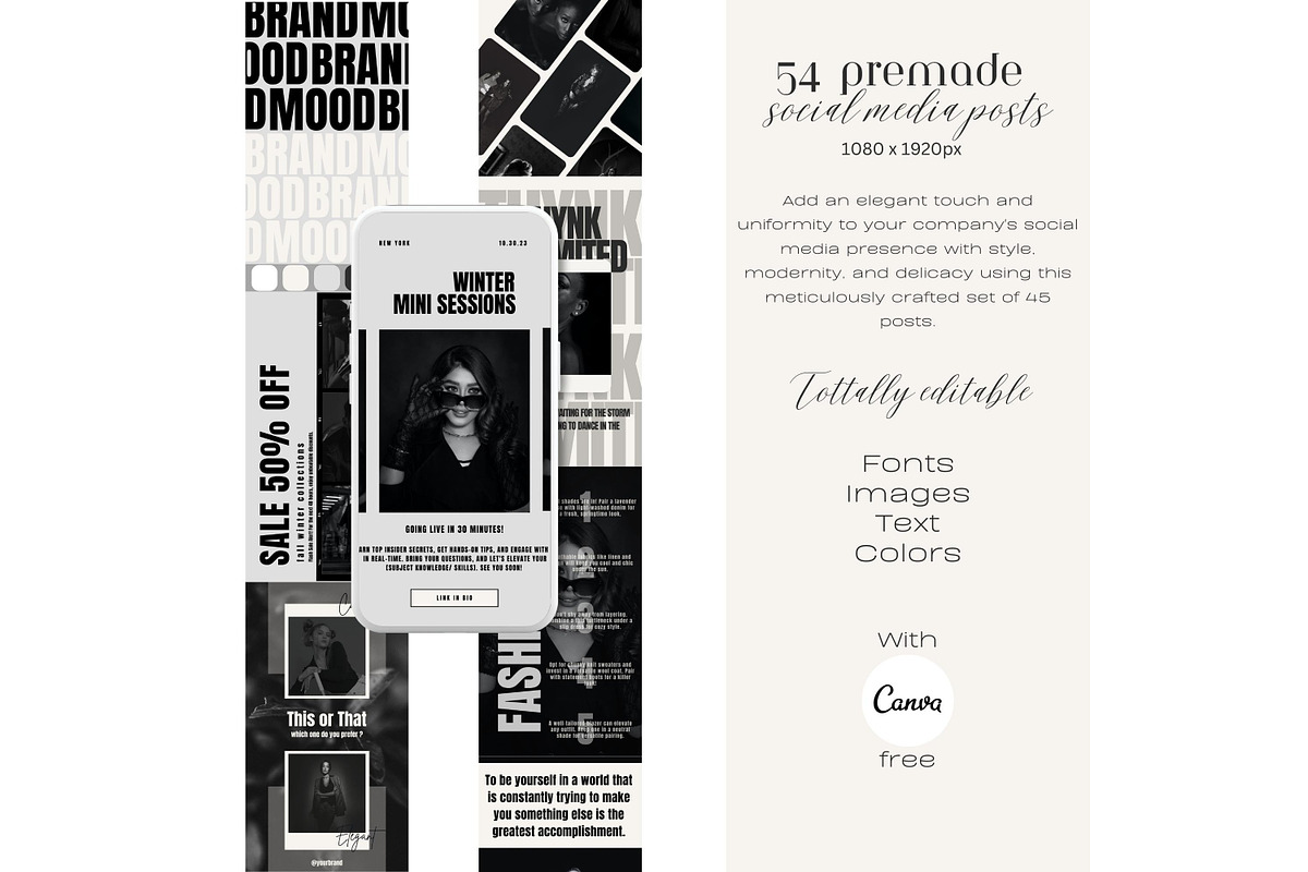 Minimalist B&W social media post set, a Templates & Theme by Cute Little Workshop (Photo 4 of 5)