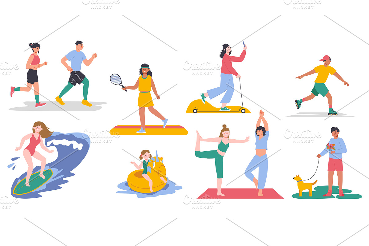 Summer activity. People walking, a Sport Illustration by LadadikArt