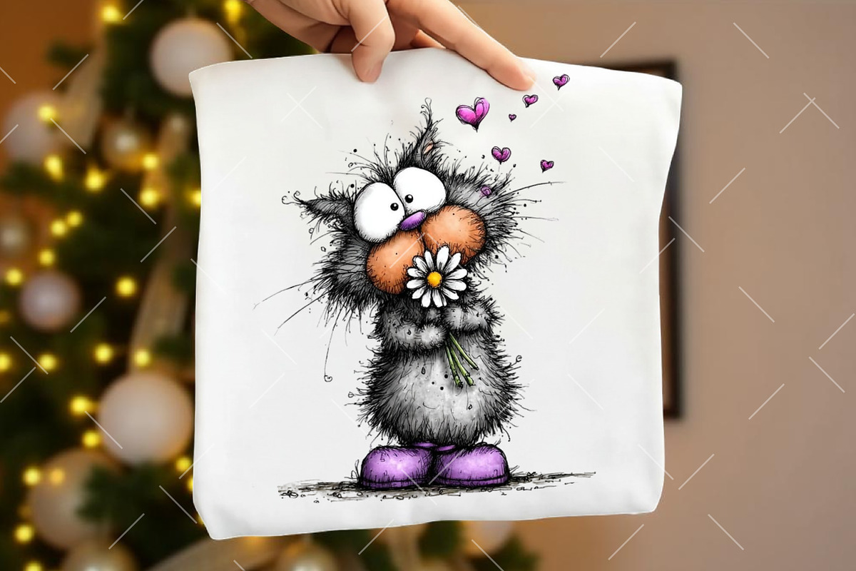 Valentine Cat Holding Flower Clipart, an Illustration by OK Design (Photo 5 of 6)
