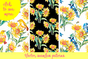 Watercolor sunflower patterns, an Illustration by Elizaveta (Thumbnail 3 of 5)