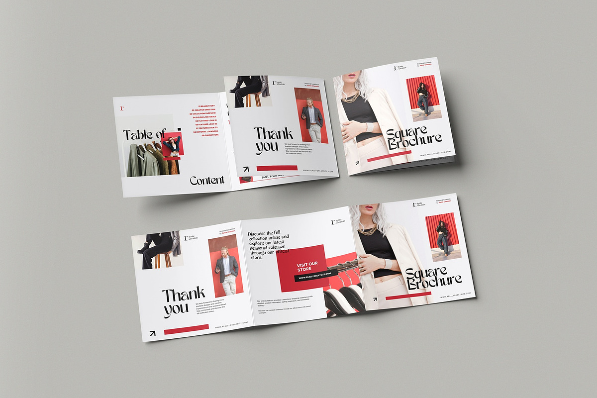 Square Trifold Brochure Mockup, a Books & Magazine Mockup by hokagata (Photo 5 of 5)