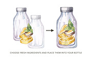 Detox Time. Watercolor Detox Bottle, an Illustration by Olga Olmix (Thumbnail 4 of 6)