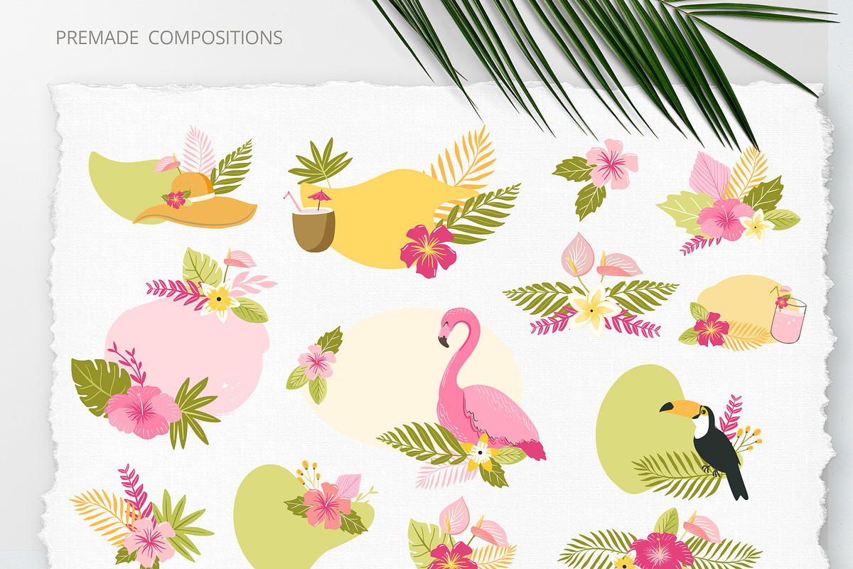 Summer Tropical clipart & patterns, an Illustration by Cozy pattern shop (Photo 3 of 6)