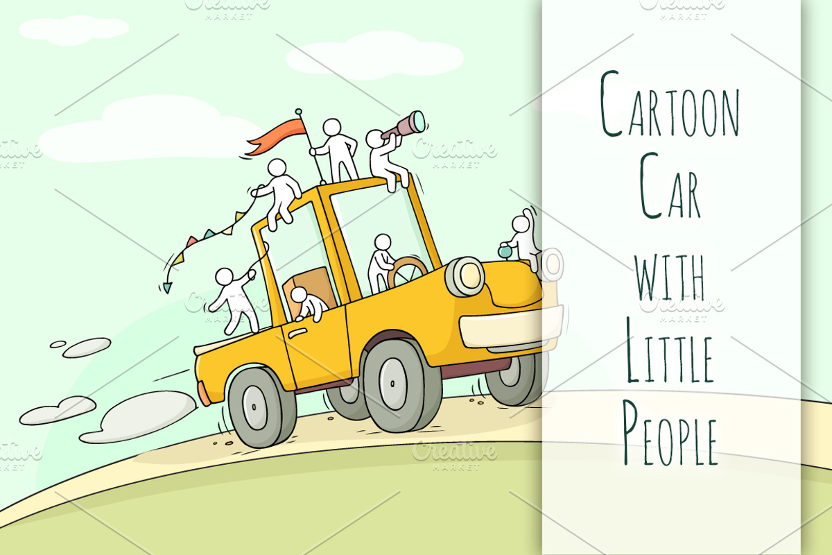 Cartoon car with little People, a Person Illustration by Sapunkele (Photo 1 of 2)