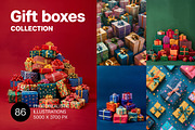 86 Gift boxes with ribbons and bows, a Holiday Photo by Handmadefont (Thumbnail 1 of 90)