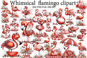 Whimsical Summer flamingo clipart, an Illustration by Designworld