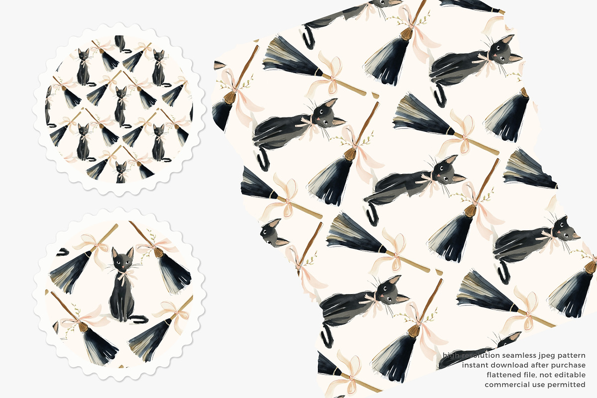 black cat seamless pattern, a Pattern Graphic by Pink Studio Art (Photo 2 of 4)
