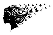 Woman Butterfly Hair Silhouette, an Object Illustration by yasushie (Thumbnail 26 of 31)