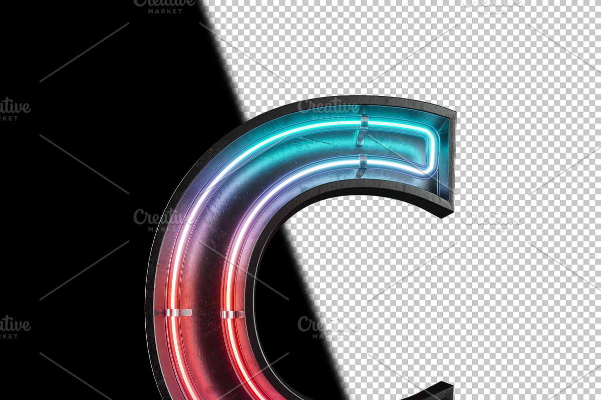 Neon light Alphabet letters, a Decorative Illustration by S_design (Photo 5 of 8)