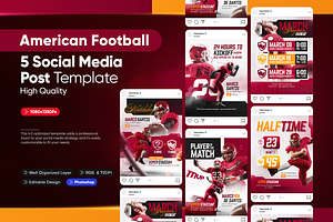American Football Social Media Pack, a Social Media Template by OnurDemircan