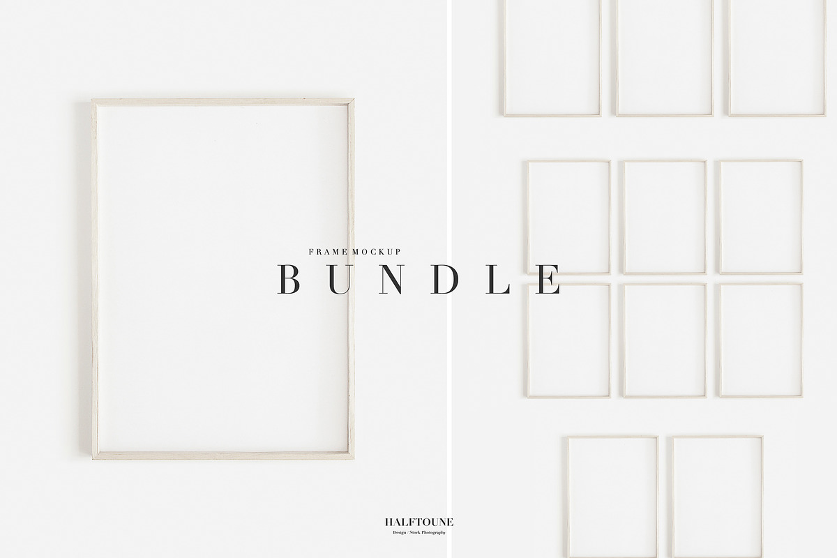 Thin Wooden Frame Mockup Bundle, a Mockup by HALFTOUNE (Photo 1 of 12)