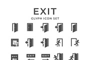 Set glyph icons of exit, a Solid Icon by motorama (Thumbnail 1 of 2)