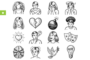 Mental Health Emotion Icons, an Object Graphic by RT Studio