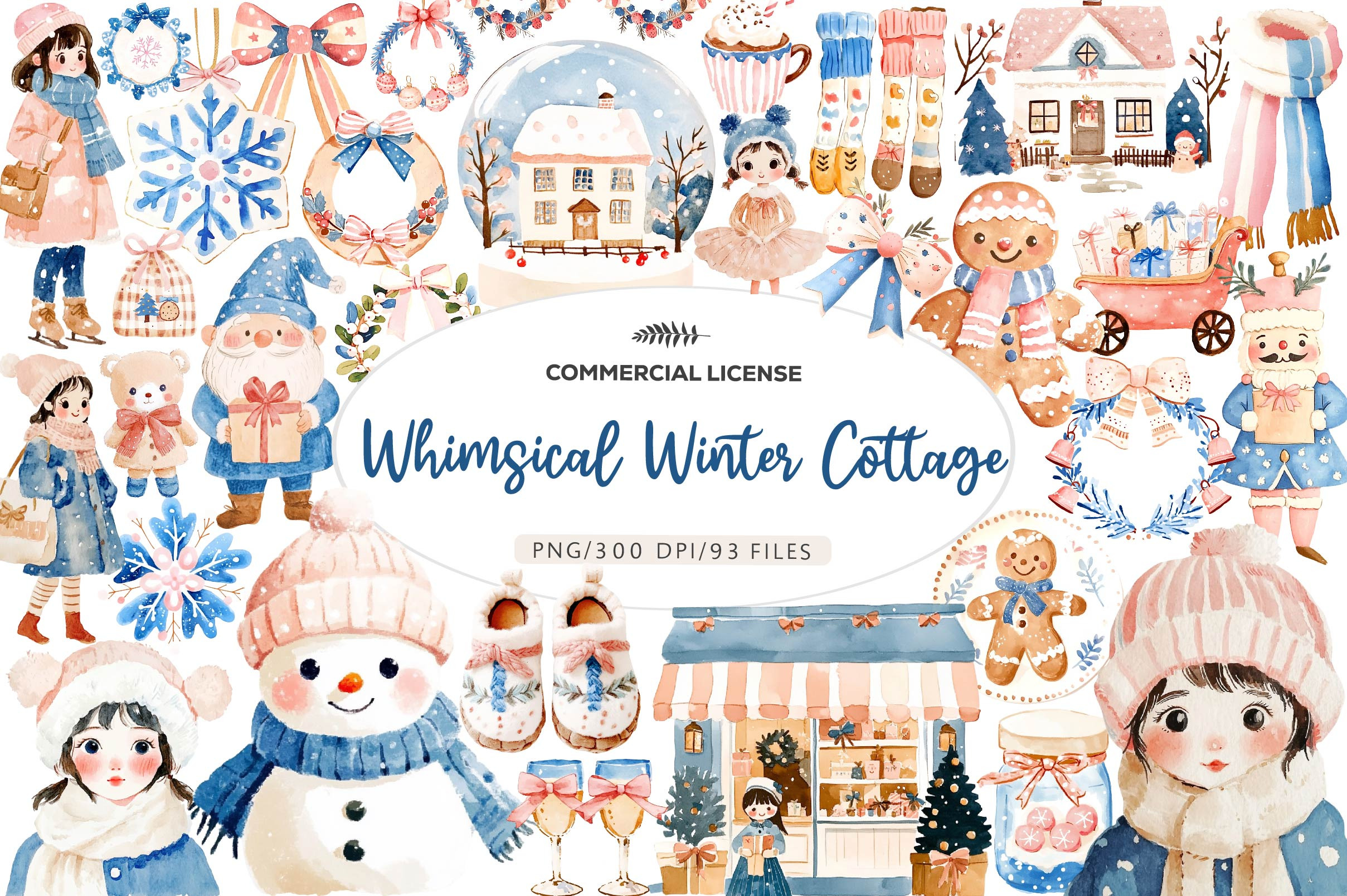 Whimsical Winter Cottage Clipart, an Illustration by CreationArt
