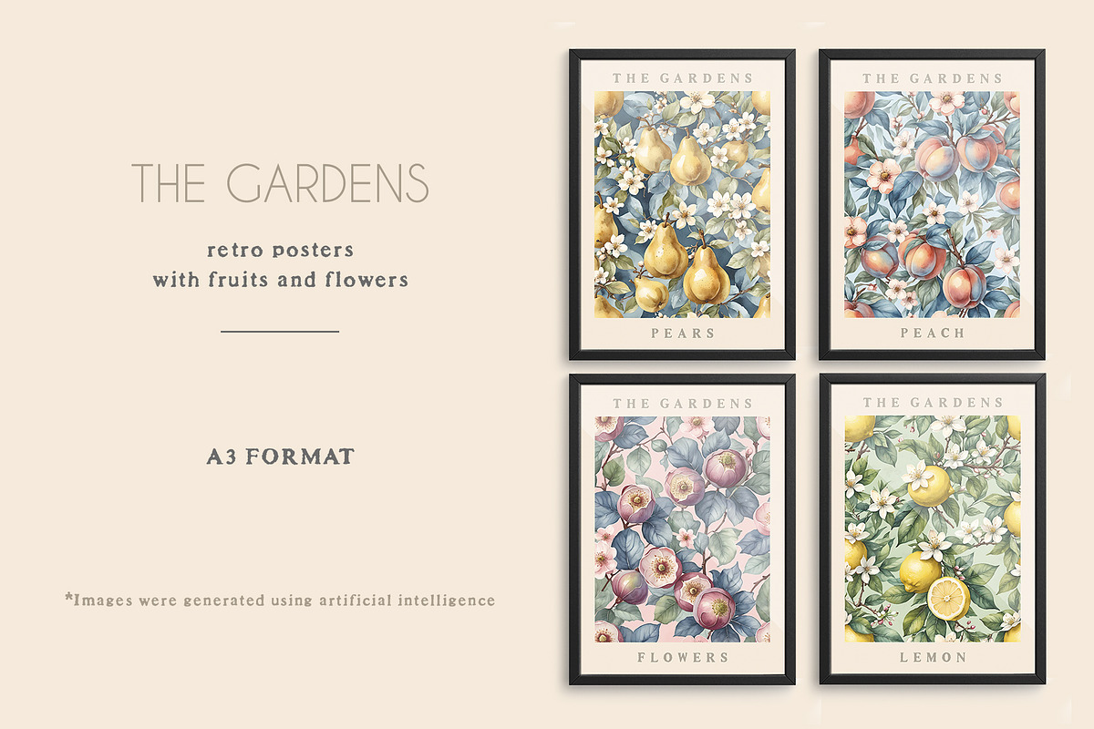 THE GARDENS RETRO POSTERS, a Background Graphic by Luna Dreams (Photo 1 of 7)