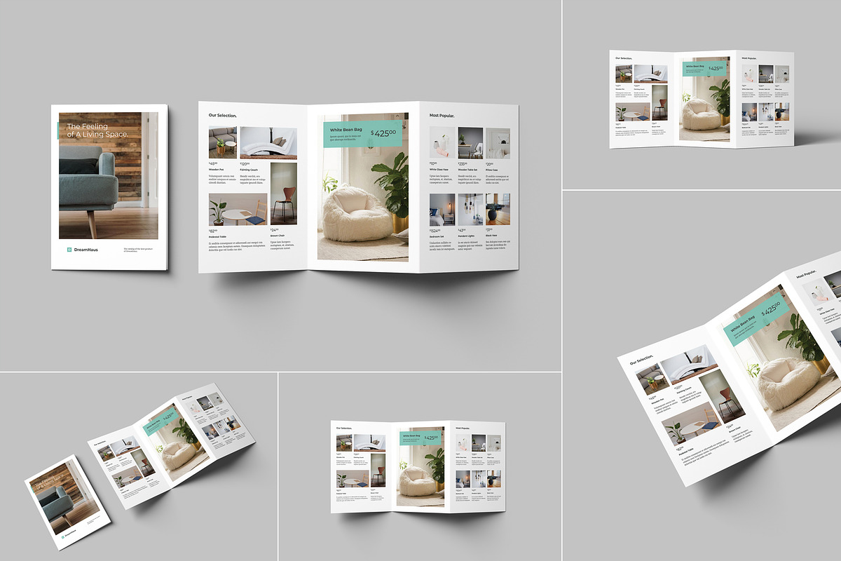 A5 Trifold Brochure Mockups, an Advertising Mockup by artimasa (Photo 1 of 6)