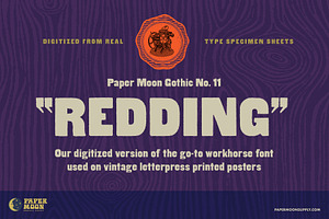 Redding Letterpress Font, a Sans Serif Font by Paper Moon Graphic Supply