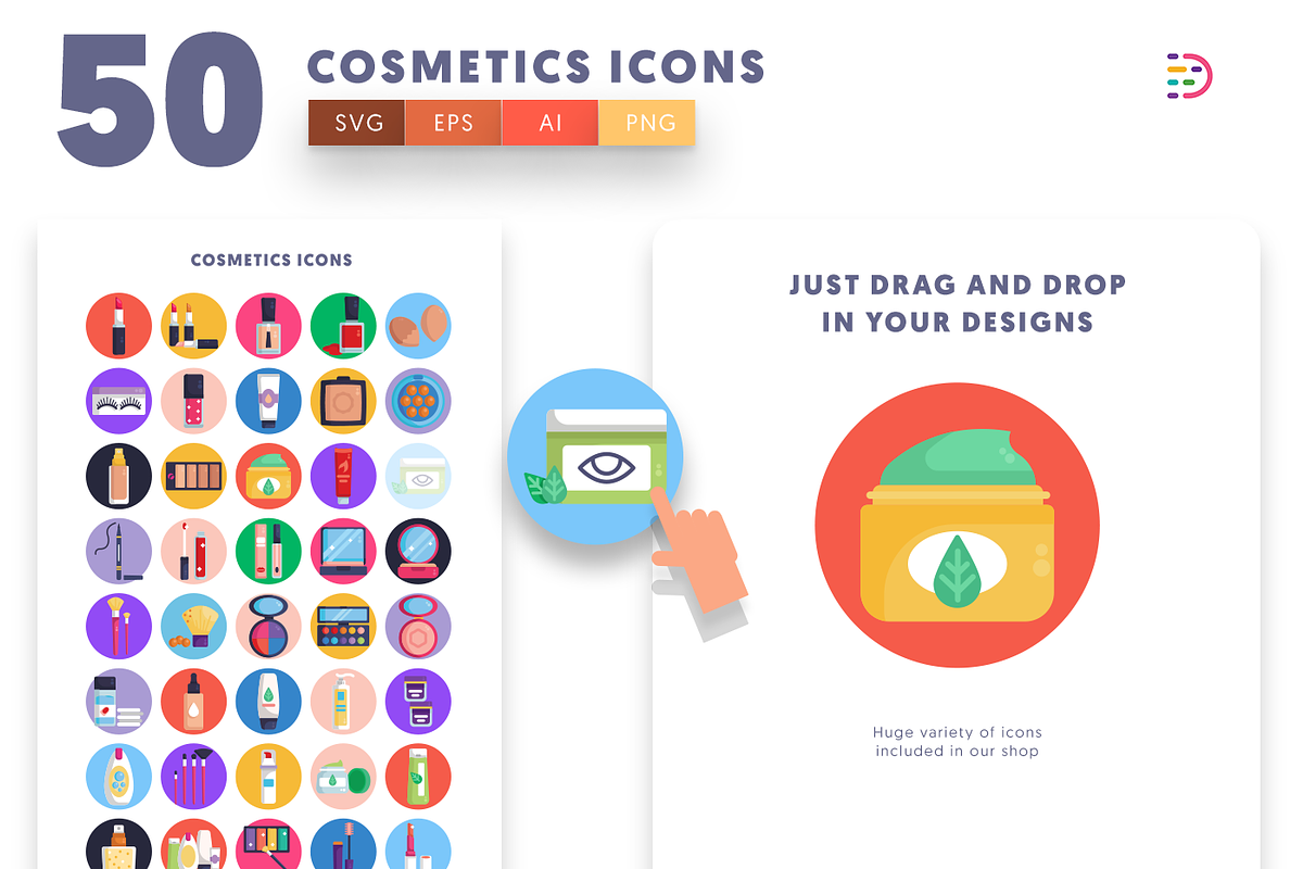 50 Cosmetics Icons, an Outline Icon by Dighital (Photo 5 of 10)