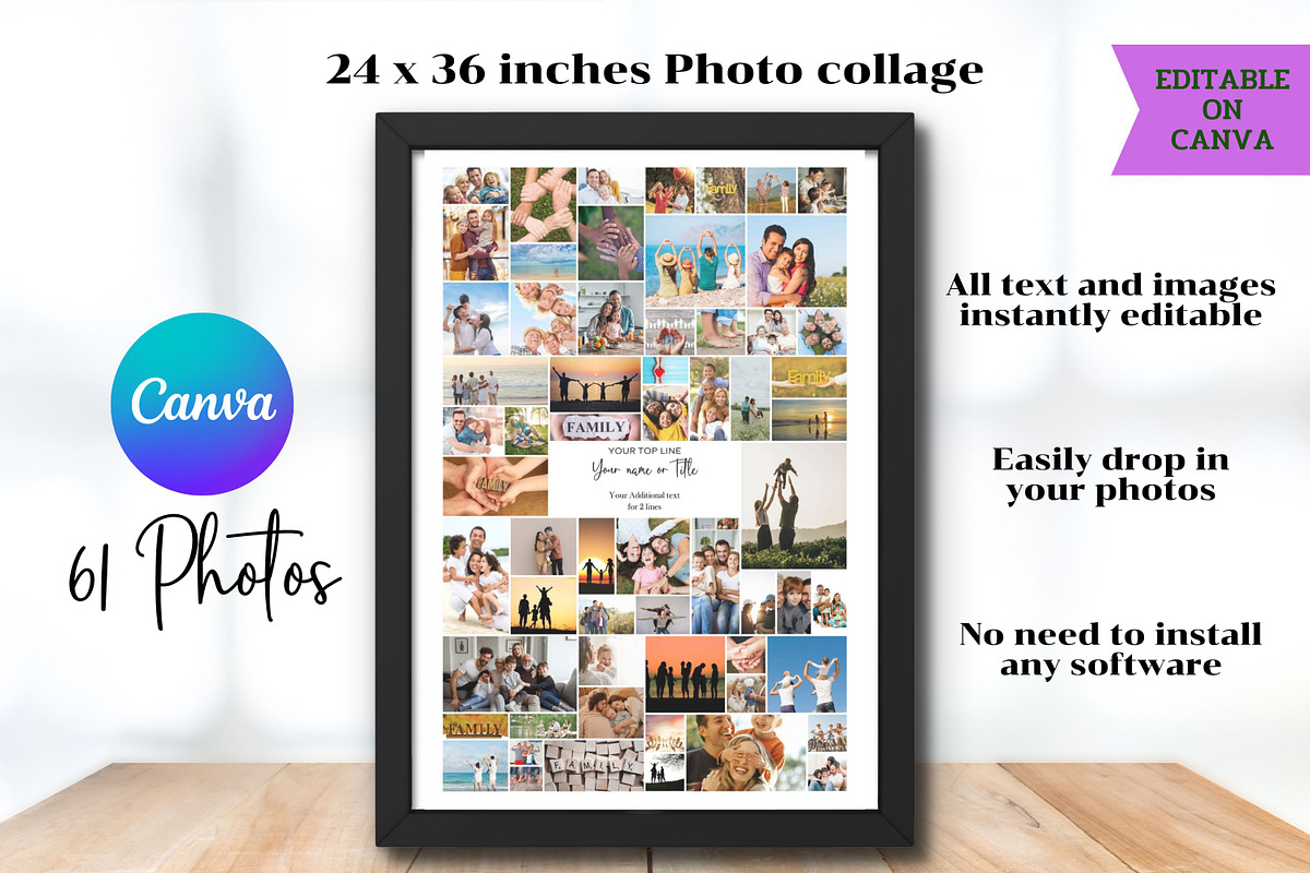 24x36 Photo Collage - Canva Template, a Templates & Theme by Adalin Shop (Photo 1 of 4)
