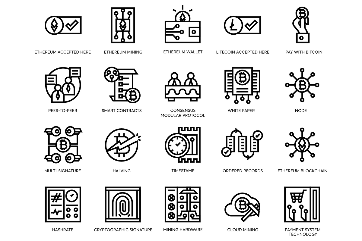 Bitcoin & Cryptocurrency Line Icons, an Icon by Flat Icons (Photo 3 of 5)