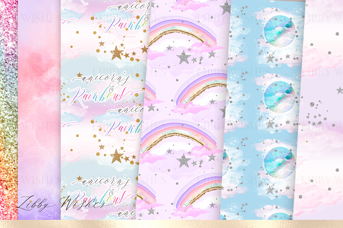 Digital seamless patterns- Unicorns, a Pattern Graphic by Libby Wishes (Photo 2 of 3)