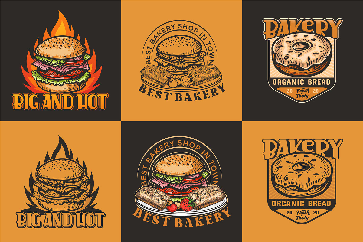 Fruits bakery Pizza and burger logo, a Branding & Logo Template by Billah Hub