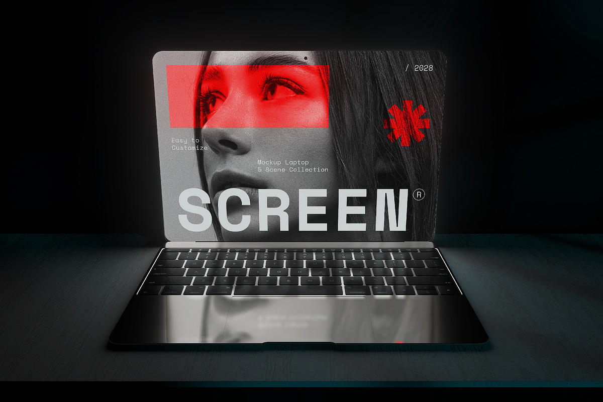 Modern Dark Laptop Screen Mockup, a Wearable Device Mockup by herutage (Photo 3 of 6)
